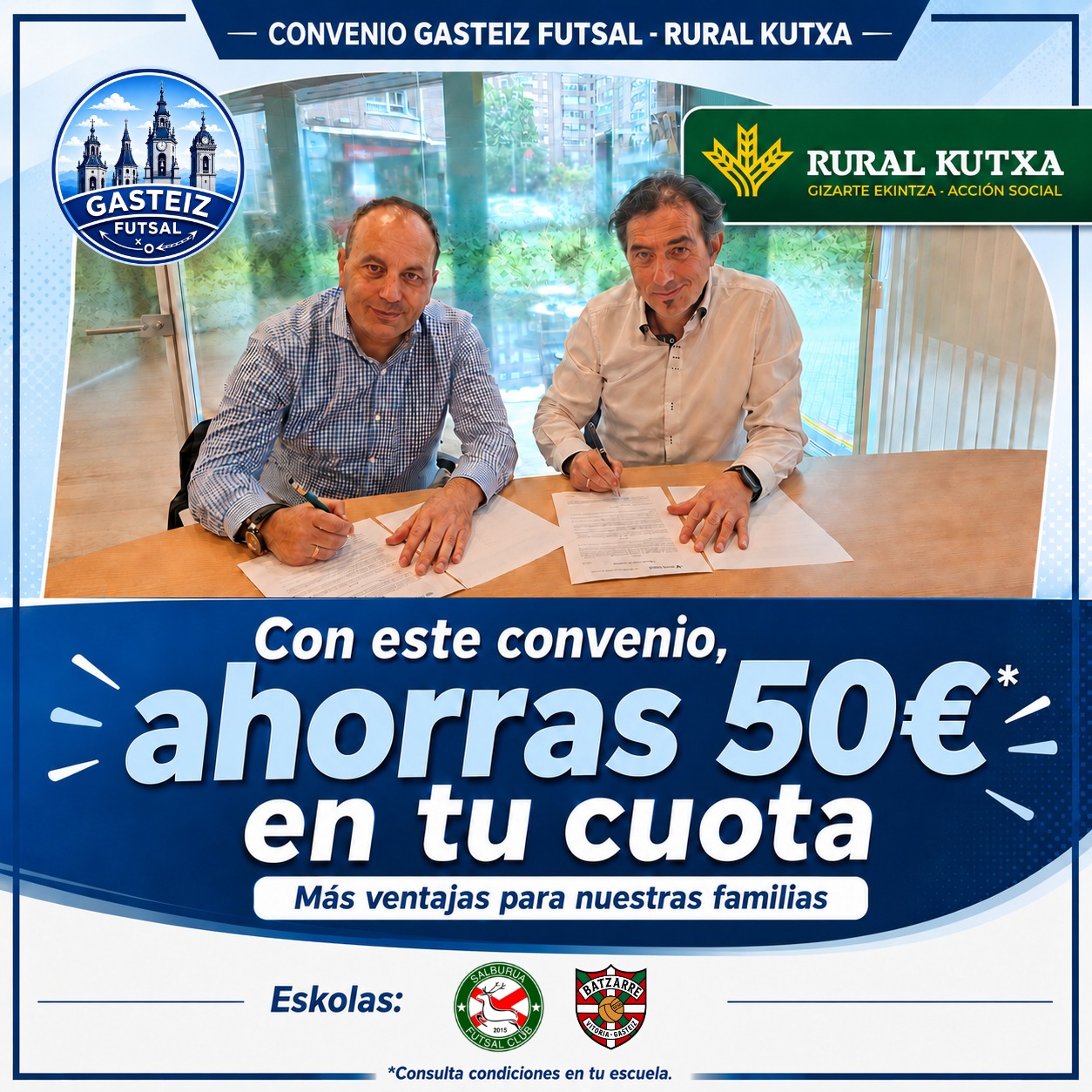 Gasteiz Futsal y Rural Kutxa, llegan a un acuerdo de colaboración